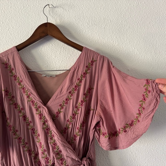 Jodifl Parklan Floral Embroidered Wrap Tie Dress Boho Chic Medium Stunning - Picture 5 of 16